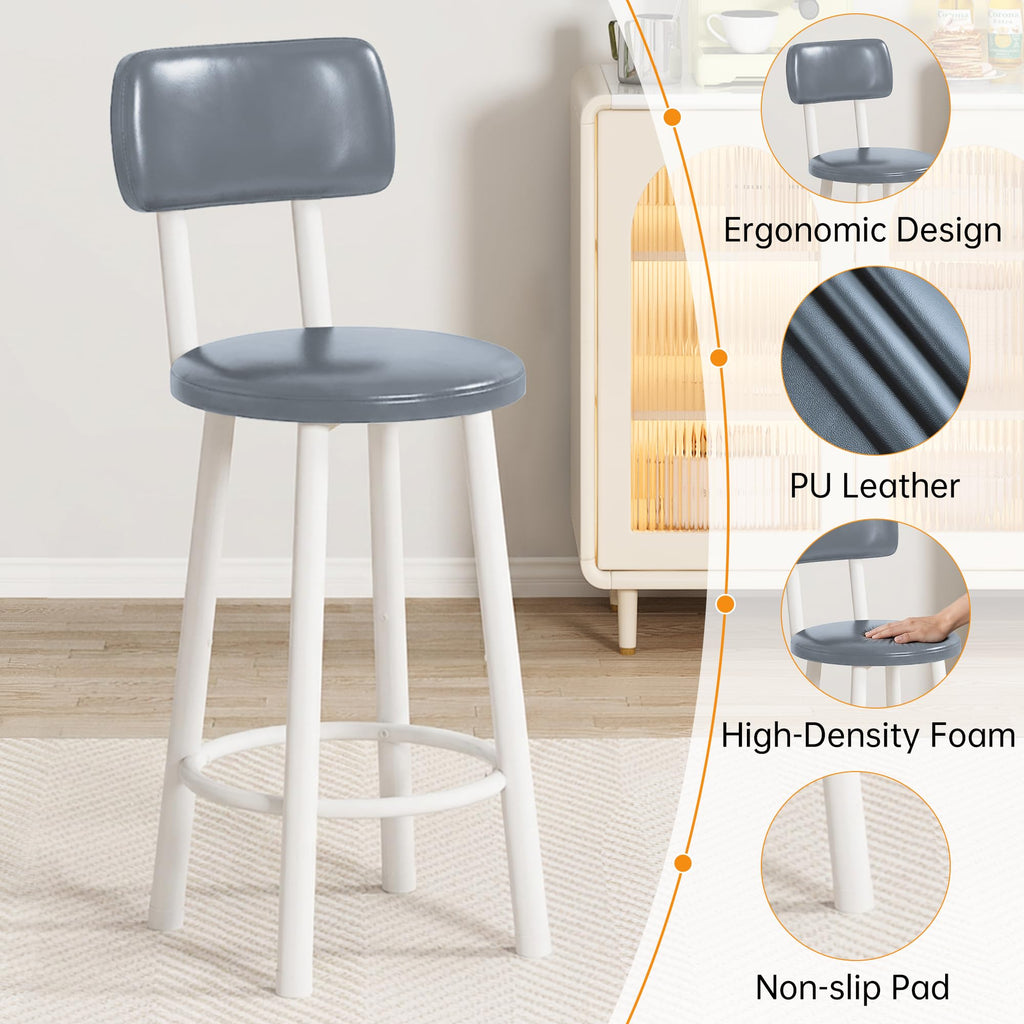 3-Piece Bar Table and Chairs Set, Counter Height Dining Table Set with Storage & 2 Upholstered Stools, Hightop