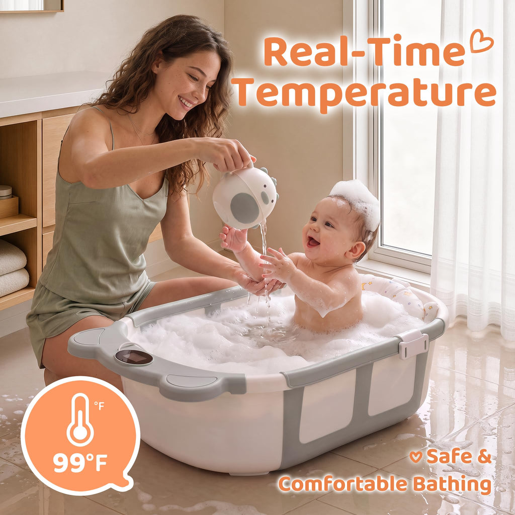 Collapsible Baby Bathtub for Newborn Infant to Toddler 0-36 Months