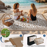 Outdoor Rug 9x12, Waterproof Reversible Foldable Plastic Straw Rug, Botanical cottagecore Outdoor Ru