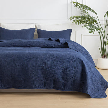 Quilt Bedding Set - Soft Breathable Bed Quilts, Modern Style Embossed Bedspreads, Lightweight Microfiber