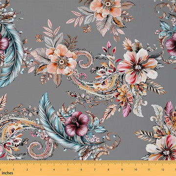 Paisley Floral Upholstery Fabric Soft 1 Yards
