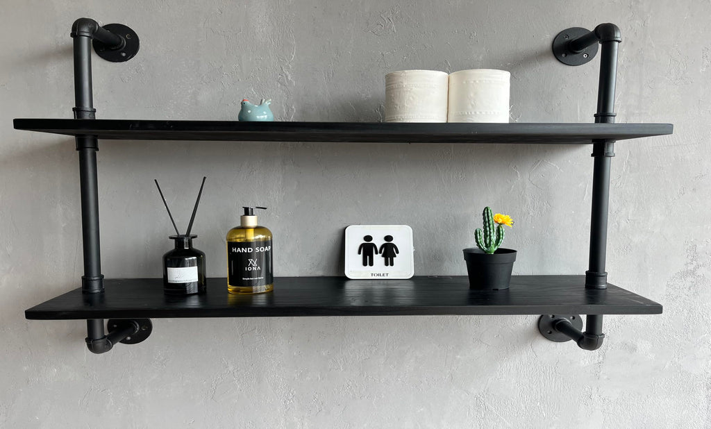 Floating Bookshelf Shelves Industrial Pipe Shelving Pipe Shelf Rustic Black Wall Shelves 36 Inch Farmhouse for Wall