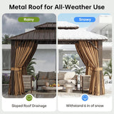 10x12FT Hardtop Gazebo, Metal Frame with Double Galvanized Steel Roof