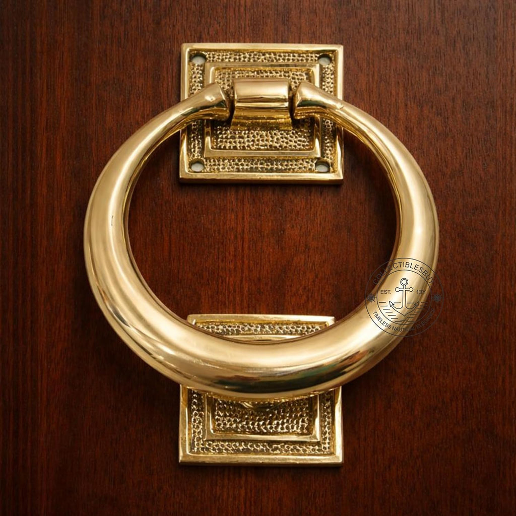 Beautiful Brass Ring Door Knocker Mounting Hardware Home Decoration Smooth Round Shape 5" Diameter Front Door Knocker