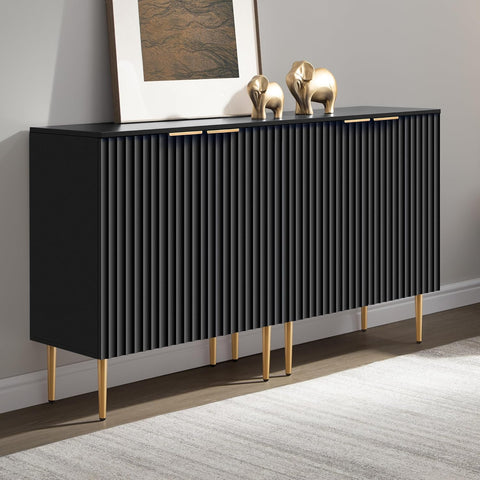 57" Modern Sideboard Buffet Cabinet - Elegant Storage Credenza with 4 Doors & Adjustable Shelf