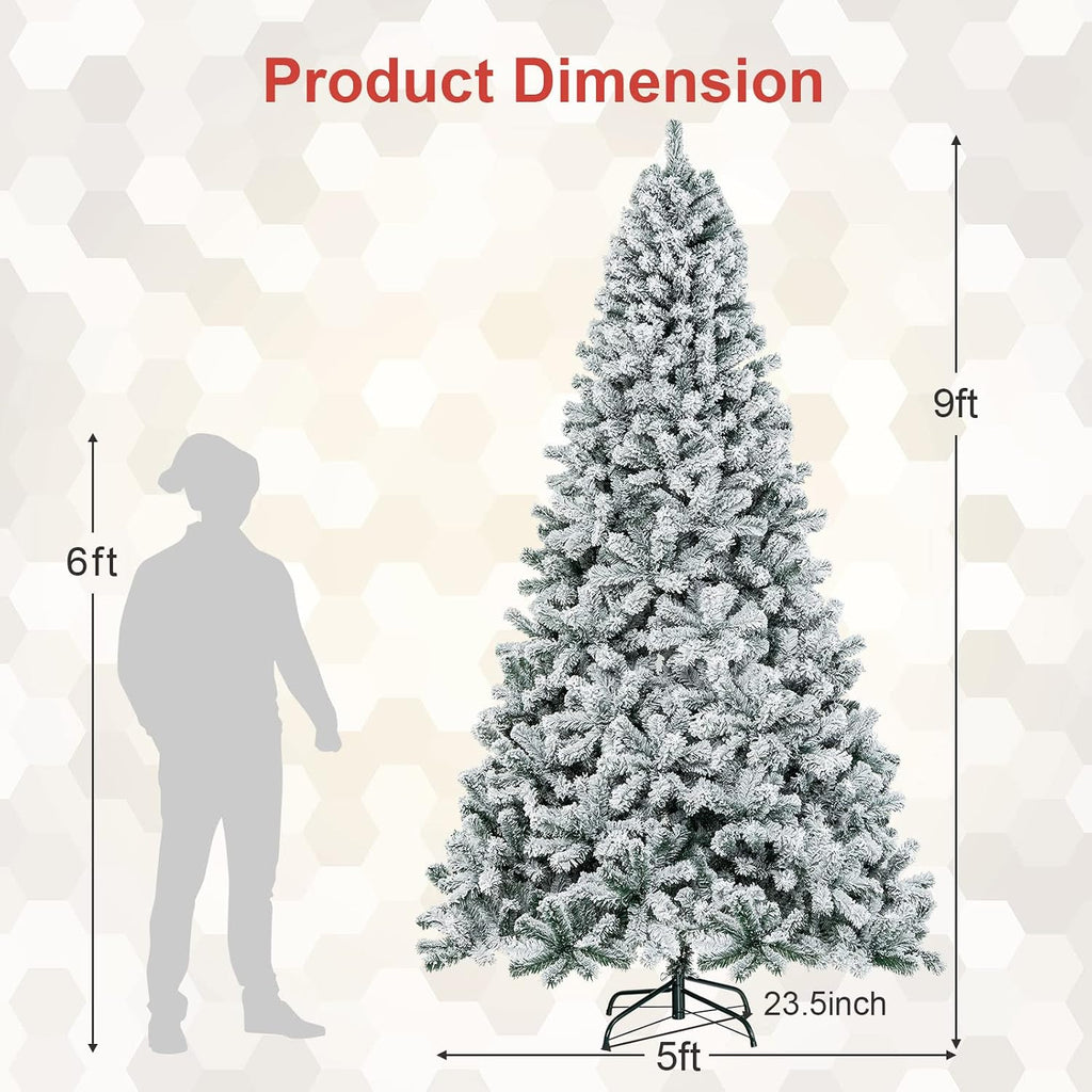 Snow Flocked Christmas Tree, Artificial Hinged Pine Tree