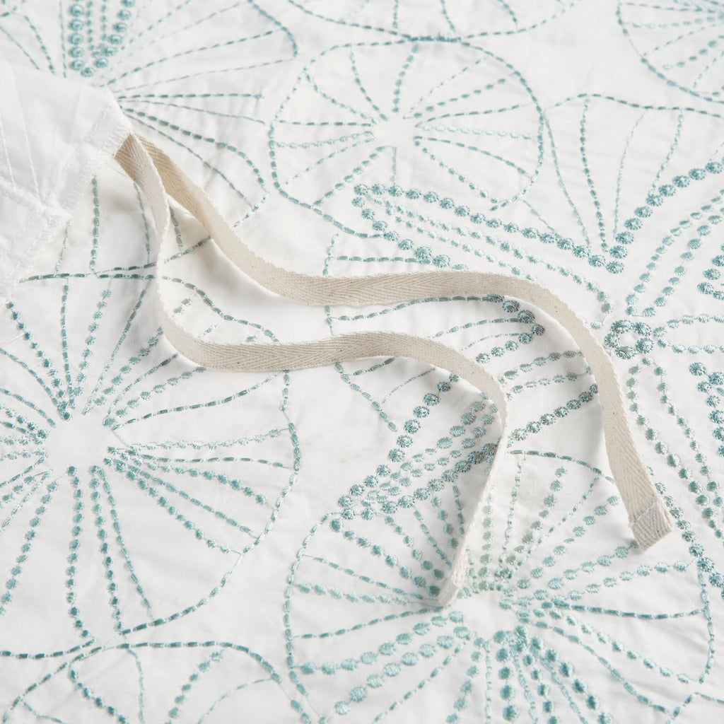 100% Cotton Duvet Cover, Embroidered Coastal Seashells, Starfish Duvet Cover Set - Light Weight Bed Comforter Covers