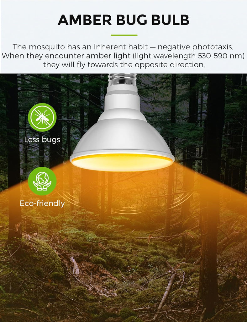Dusk to Dawn Yellow Bug Light Bulbs Outdoor, PAR30 Flood Light