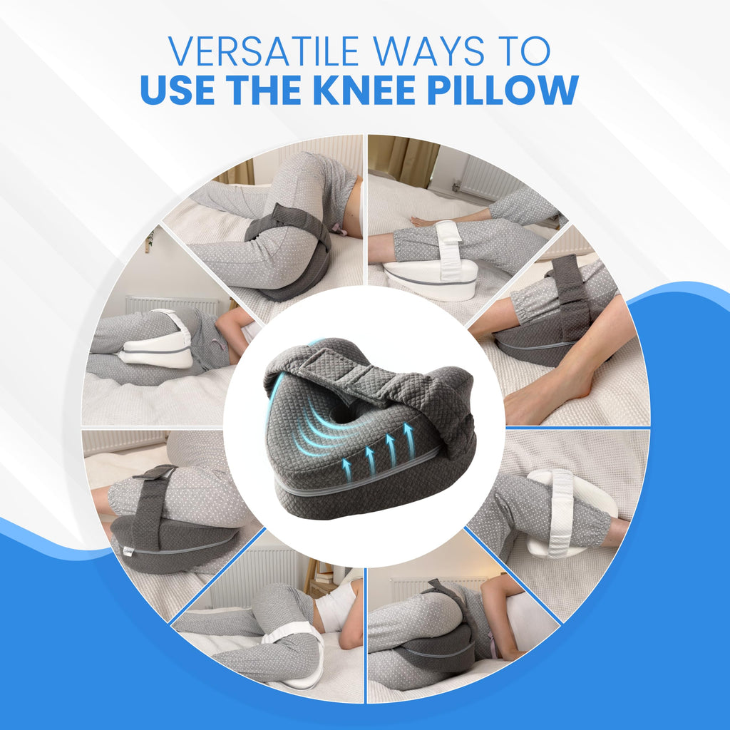 Memory Foam Knee Pillow for Side Sleepers Hip Pain with Adjustable Strap - Between Leg Pillow for Side Sleeping