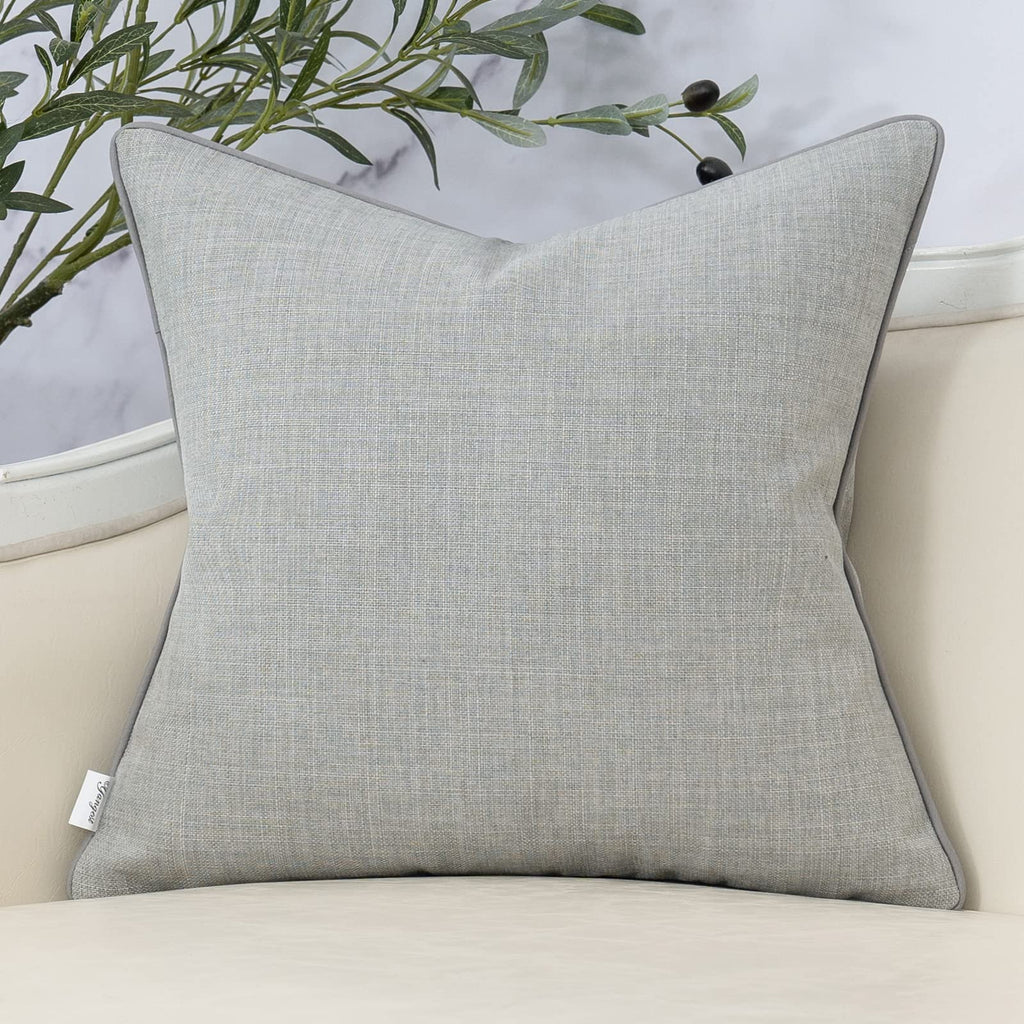 Patchwork Pillow Cover 18x18 Inch Luxury Cotton and Linen Cushion Cover Faux Leather Pillowcover for Couch Bedroom