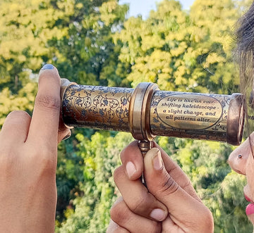 Antique Hand Carved Brass Twist Kaleidoscope for Adult and Kids || Vintage Look Kaleidoscope - Antique Finish