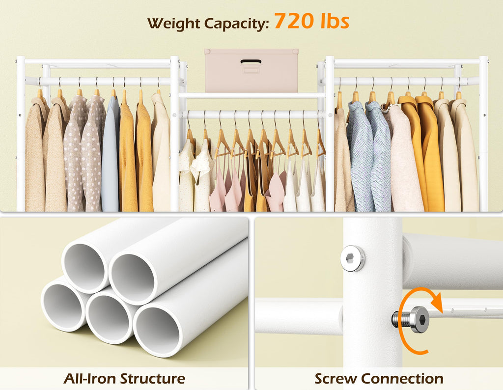 Wardrobe Closet, 4 Hanging Spaces Portable Clothes Rack