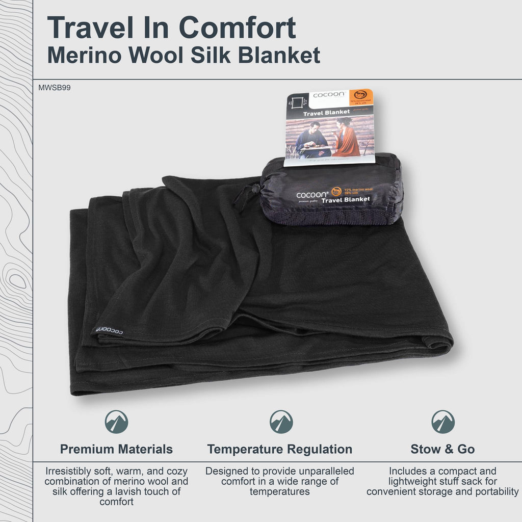 Merino Wool/Silk Travel Blanket - Graphite