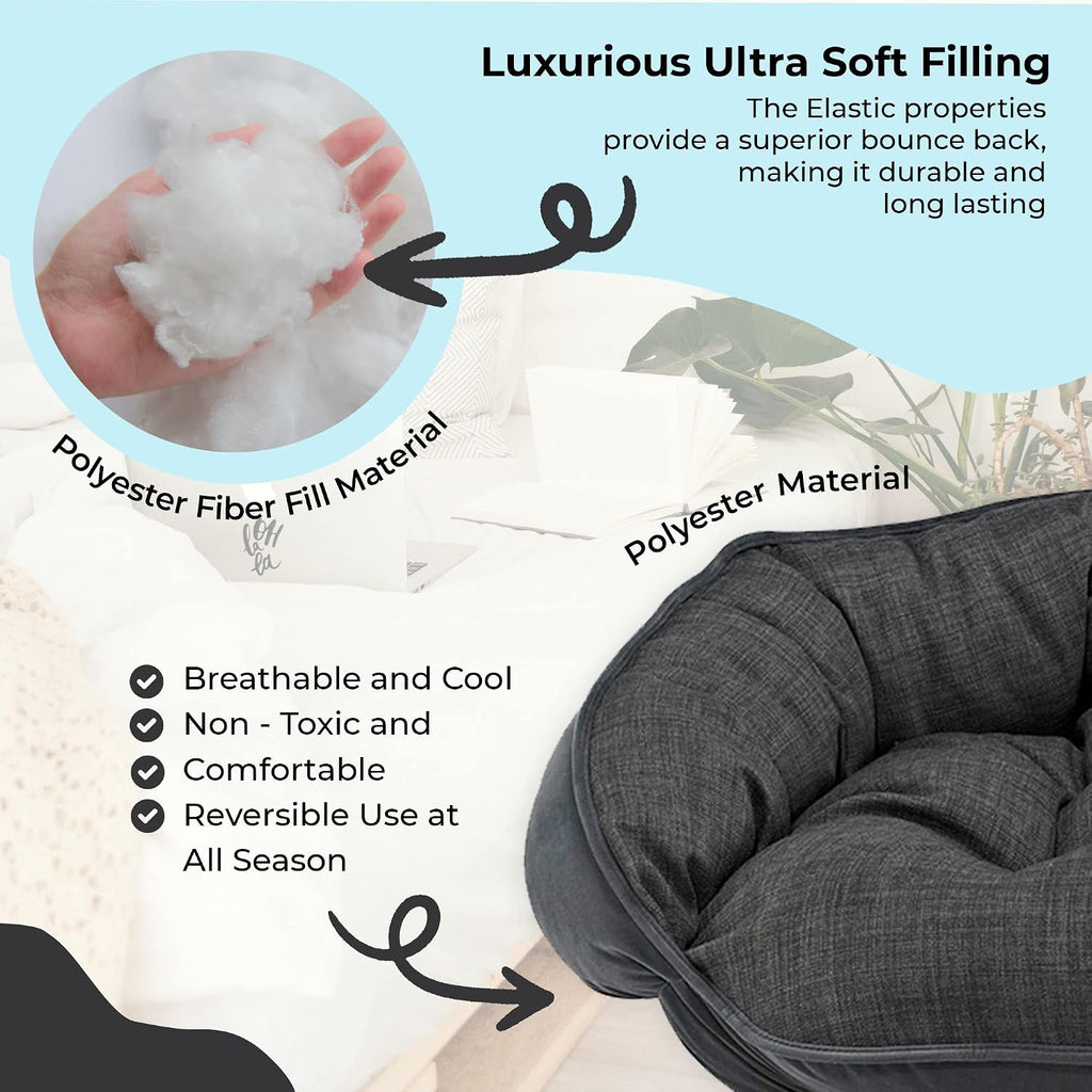 Crescent Bed for Dogs - Reversible Dog Bed with Tufted Cushion and Open Front - Hypoallergenic Dog Bed Lounger