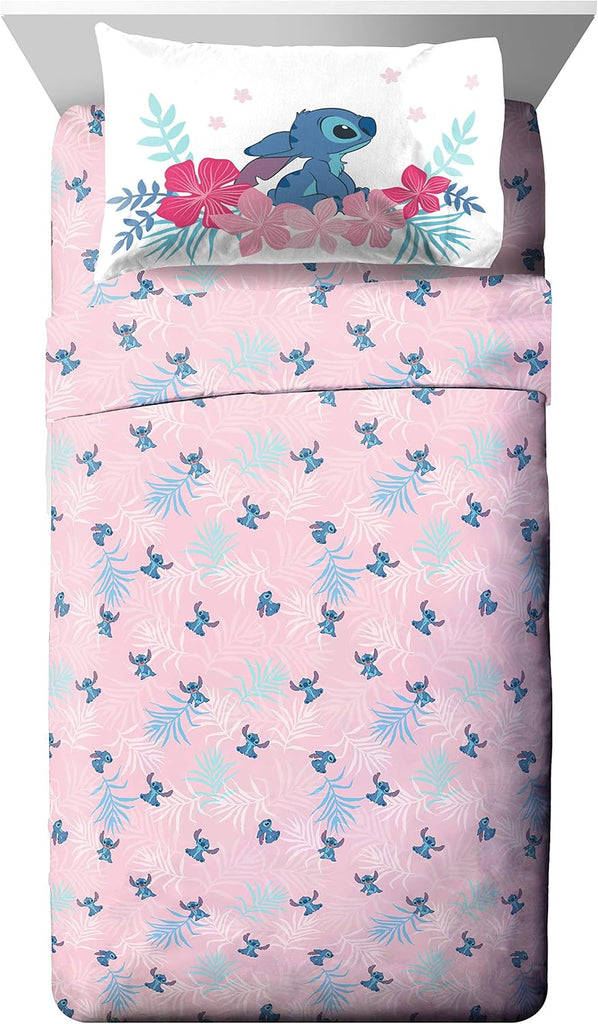 Lilo & Stitch Twin Comforter Set - 5 Piece Kids Bed in a Bag Reversible Comforter & Sheet Set, Girls Twin Bedding