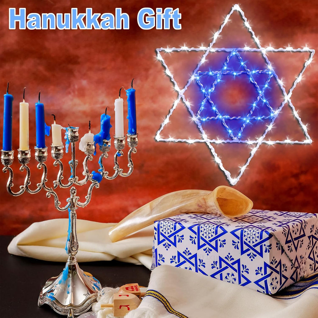 Hanukkah Chanukkah Decorations Window Lights, Star of David 80Led-1Pack - Set of 66