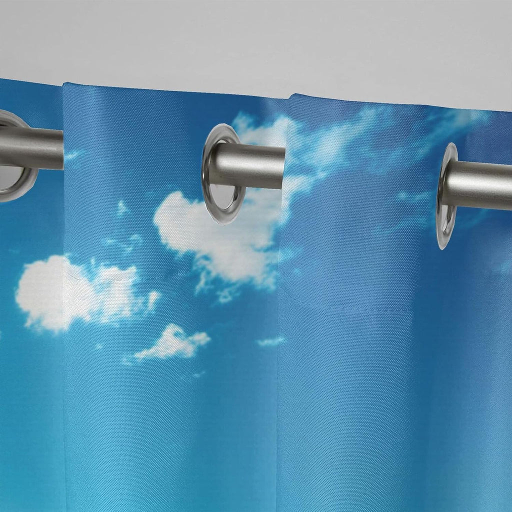 Tropical Beach Theme Waterproof Indoor/Outdoor Curtains,Ocean Palm Trees Sky Pattern,Privacy Curtains for Porch