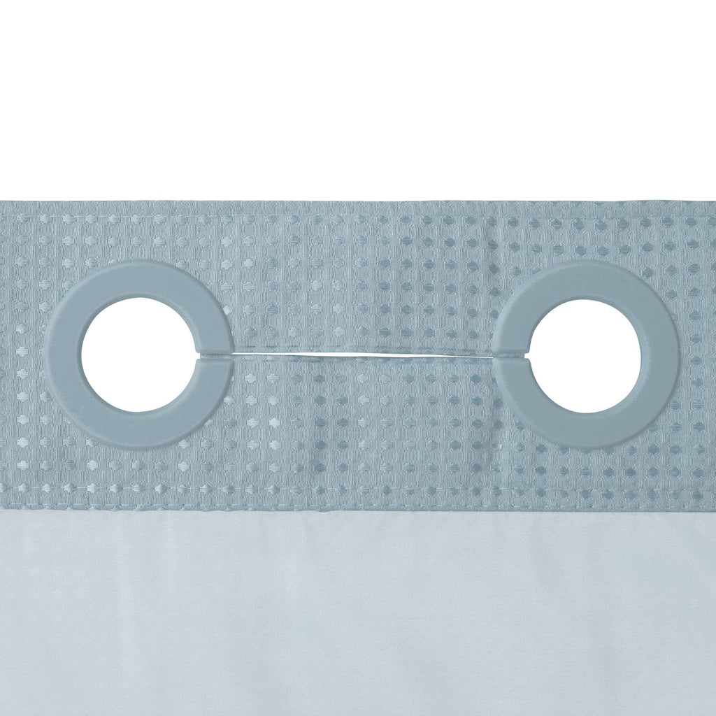 Heavyweight Waffle No Hook Shower Curtain with Liner, Blue, 54x80