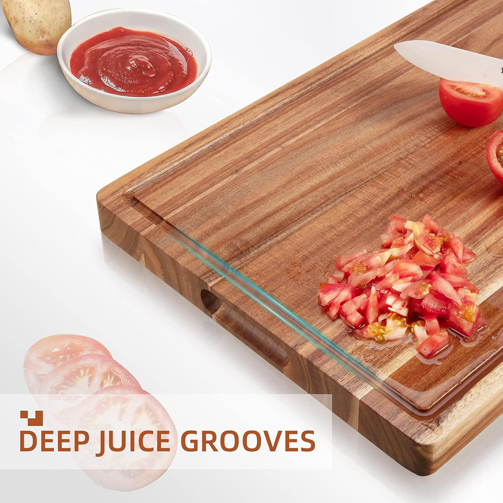 20 x 15 Inch Large Acacia Wood Cutting Board, Reversible Wooden Butcher Block Cutting Board with Juice Groove
