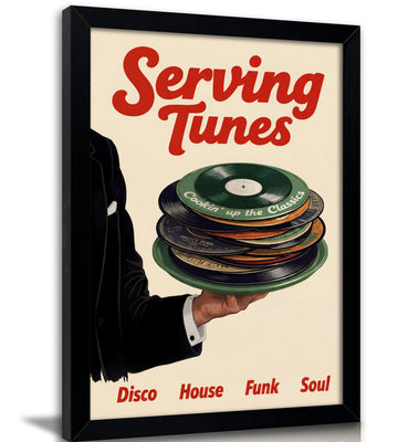 Framed Vintage Music Vinyl Record Wall Art Vintage Music Canvas Wall Decor Retro Disco Music Print Picture Funny