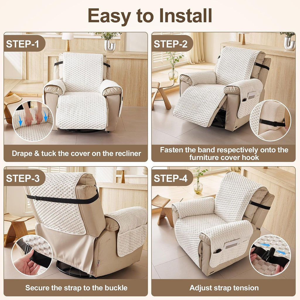 Waterproof Recliner Chair Covers, Non-Slip Armchair Cover for Dogs