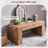48" Modern Farmhouse Coffee Table, Wooden Living Room Table with Hidden Storage Drawer