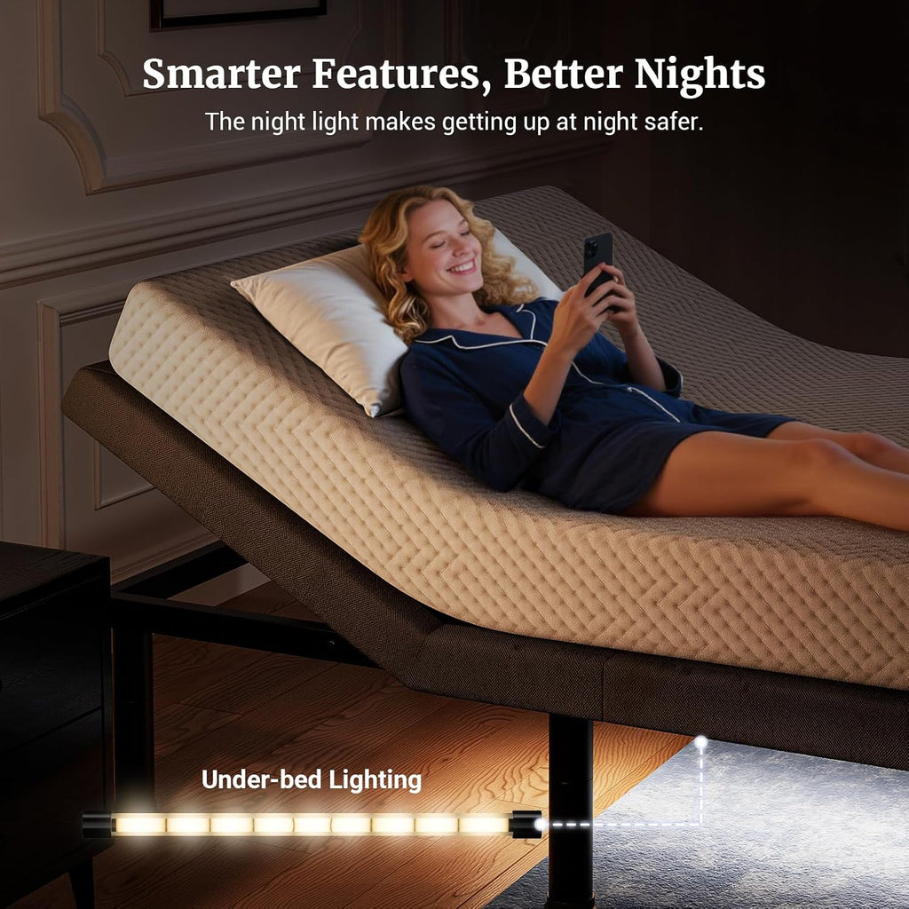 T450 Adjustable Bed Frame Queen with Remote, Ergonomic Adjustable Base with Head & Foot Incline, Zero Gravity