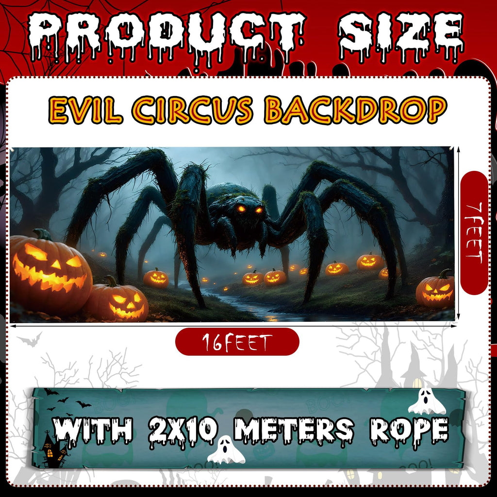 7x16 ft Halloween Garage Door Cover Giant Spider Banner Backdrop