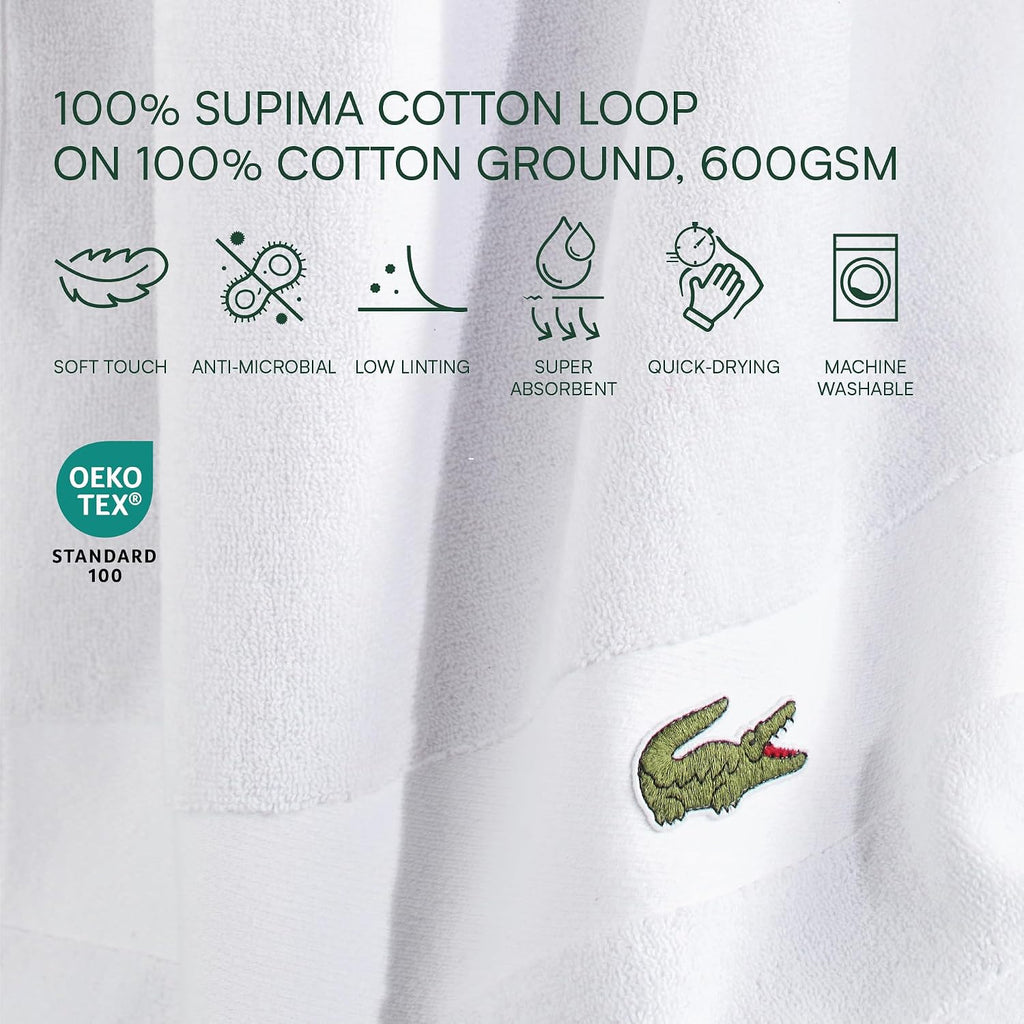 Sport Stripe 6-Piece Luxury Cotton Towel Set - Made with 100% Soft Supima Cotton, Absorbent & Quick-Drying, Includes