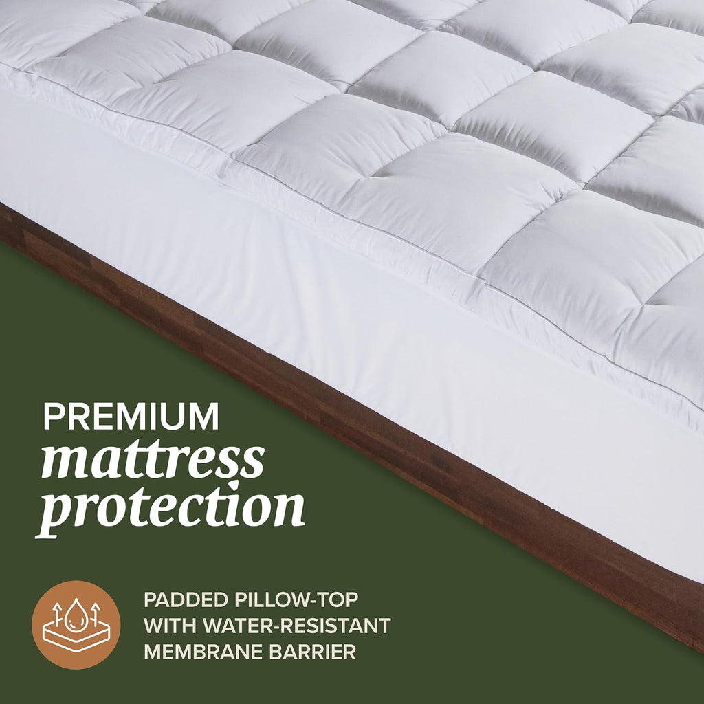 Queen Size Mattress Pad (Extra Padded) & Protector Hybrid - Quilted Pillow Top Mattress Cover - Thick, Plush, Fitted