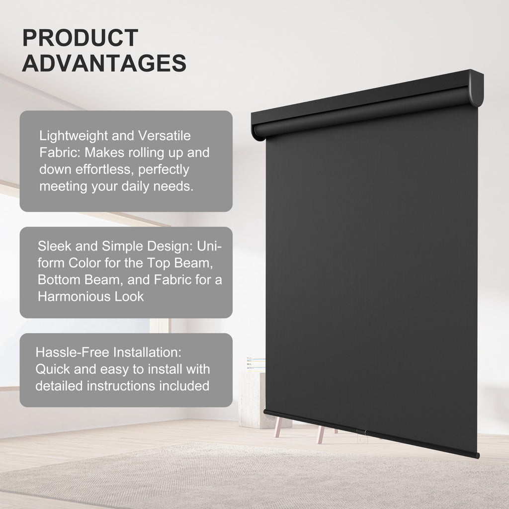 Light Filtering Roller Shades for Windows, Black