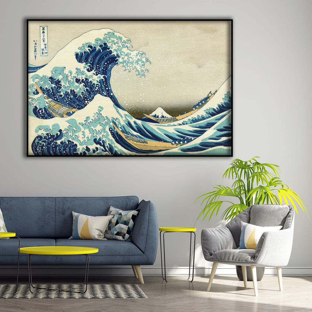 Hokusai Poster - Great Wave off Kanagawa Wall Decoration - Retro Japanese Poster - Wave Canvas Wall Decoration