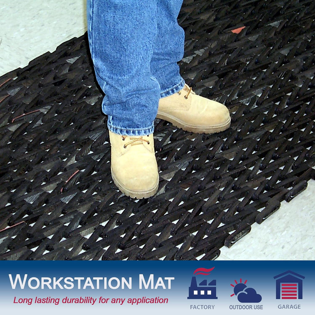 Durite Outdoor Entrance Mat, Recycled Rubber Tire-Link Doormat, Heavy Duty Non-Slip Herringbone Weave, Open Drainage