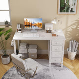 Small White Desk with Drawers, 40 Inch Kids Girls Study Desks
