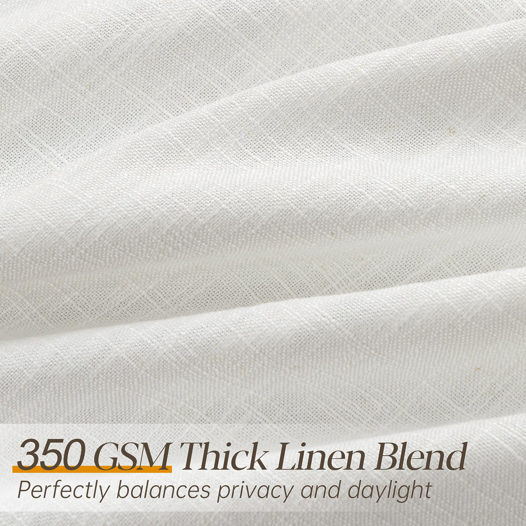 60 Inch Extra Wide Beige White Linen Pinch Pleated Curtains 102 Inches Long