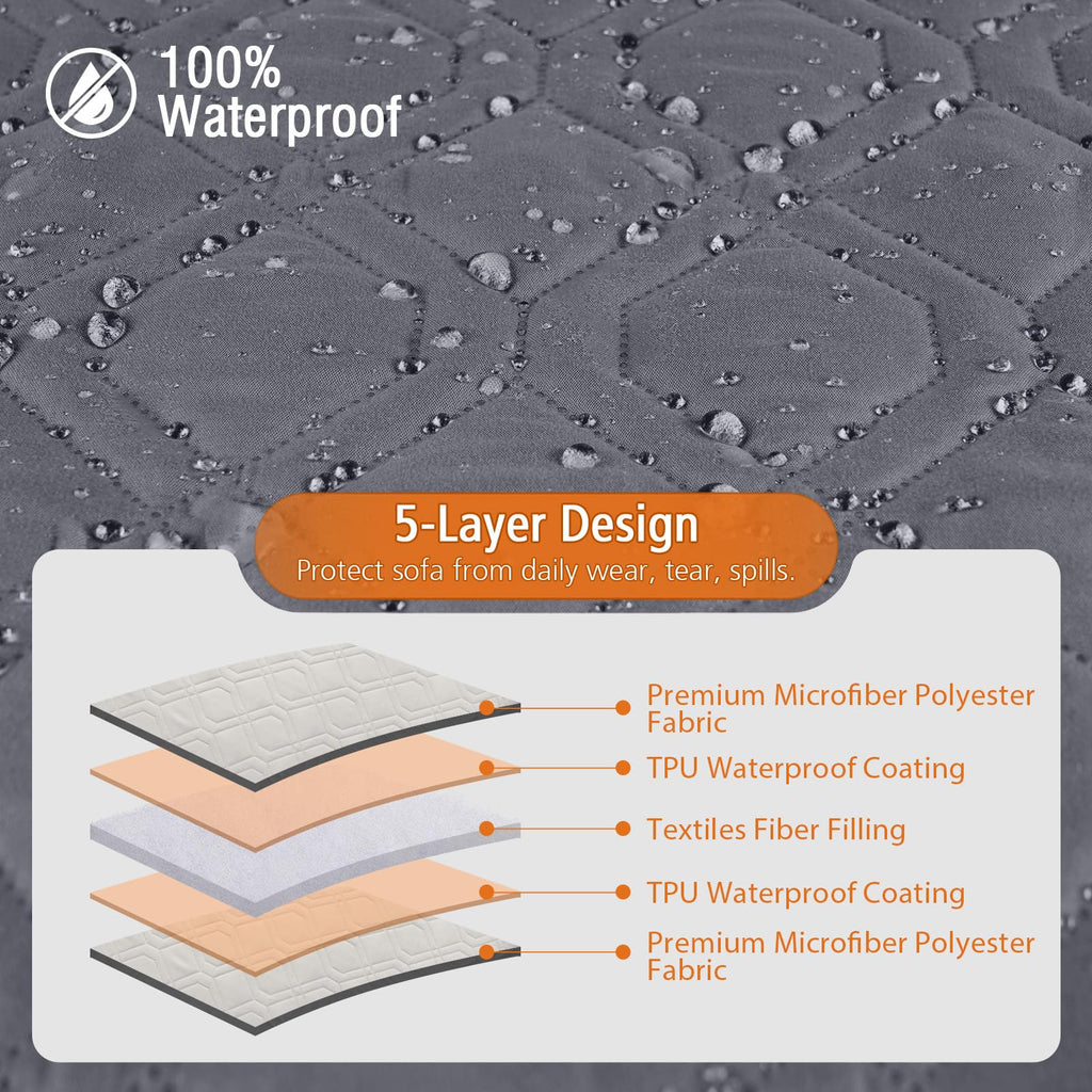 Upgraded Sectional Couch Covers 100% Waterproof L Shaped Sofa Slipcover Reversible Chaise Lounge Cover for Sectional