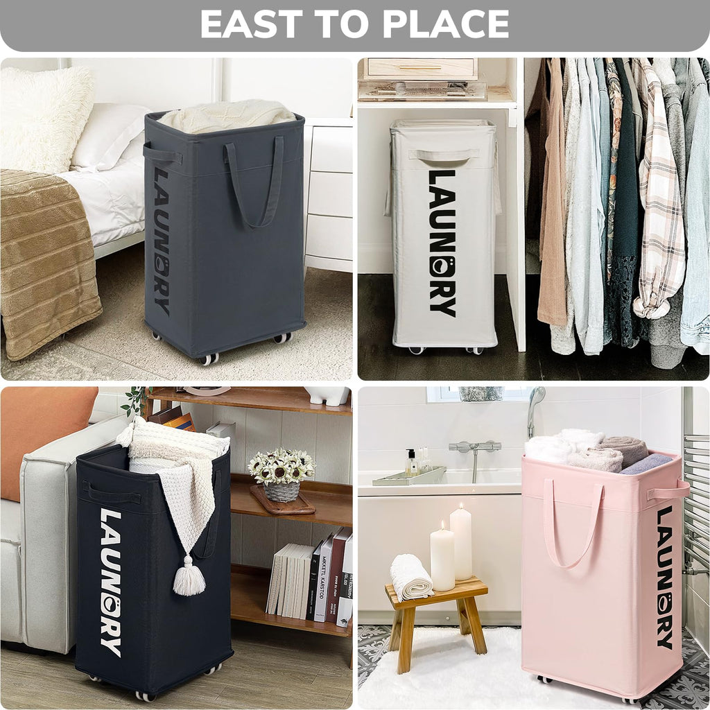75L Roling Dirty Clothes Hamper with Removable Wash Bag