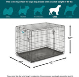 42-Inch iCrate for Large Breeds, 71-90 lbs, Double Door Folding Dog Crate with Divider Panel