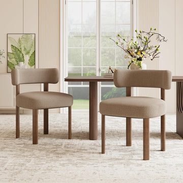 Wooden Dining Chairs Set of 2, Upholstered Kitchen Chairs with Solid Wood Legs, Mid Century Dining Room Chair with