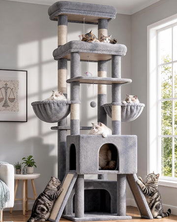 Heavy Duty Cat Tree for 20lbs Large Adult Cats, Light Grey