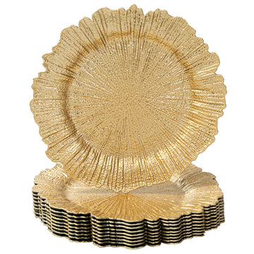 13" Set of 10, Round Reef Plate Chargers Bulk