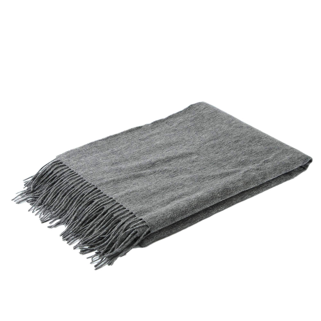 Premium Cashmere Throw Blanket with Fringe (Gray)