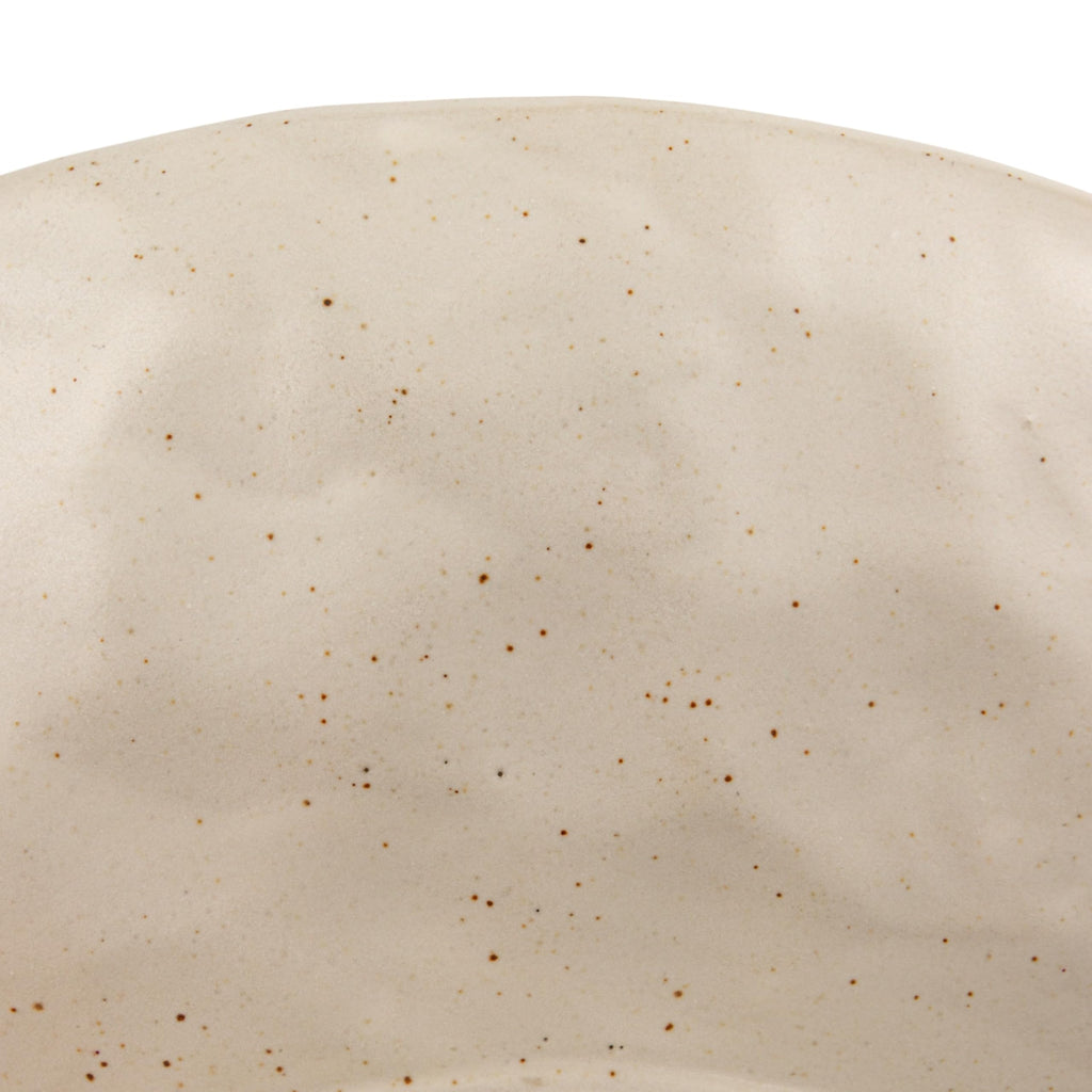 Co-Op Stoneware Footed Pedestal Bowl with Handles, Reactive Glaze, White