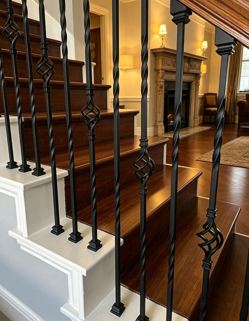 50 Pcs Aluminum Baluster Inclination Shoes Stair Flat Shoe with Screw and Wrench, Suitable 1/2" Square Iron Balusters
