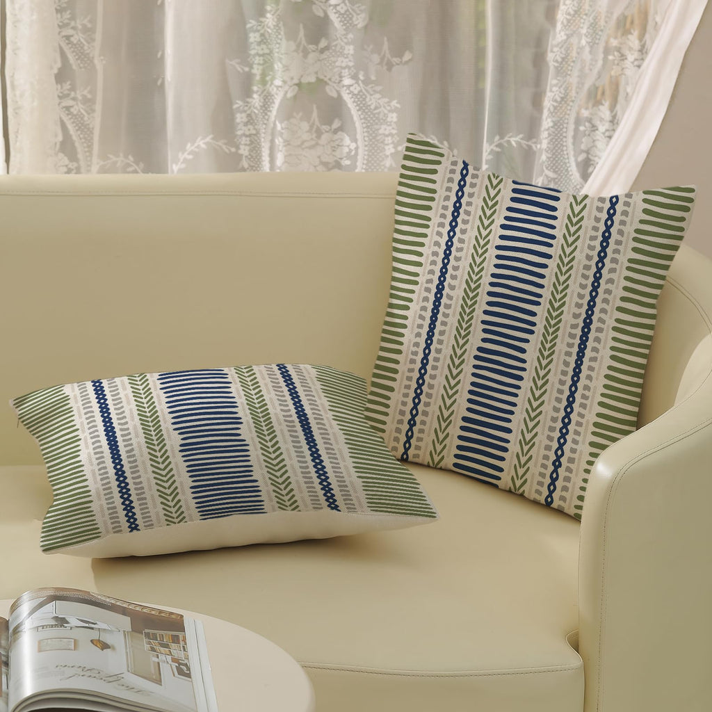 Sage Green Pillow Covers 24x24 Inch 2 Pcs Boho Navy Blue Grey Polka Dots Stripe Decor Throw Pillows Modern Geometric
