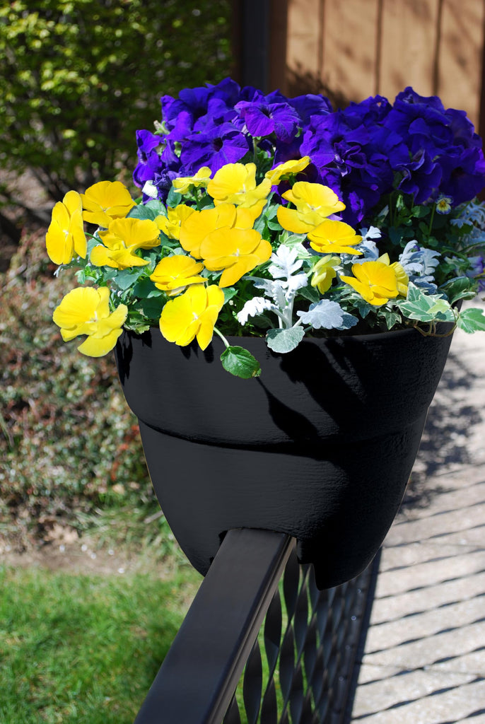 Bloomers Rail Planter, 24" Weatherproof Resin Deck & Balcony Planter with Drainage - Fits 2x4 & 2x6 Rails - Charcoal