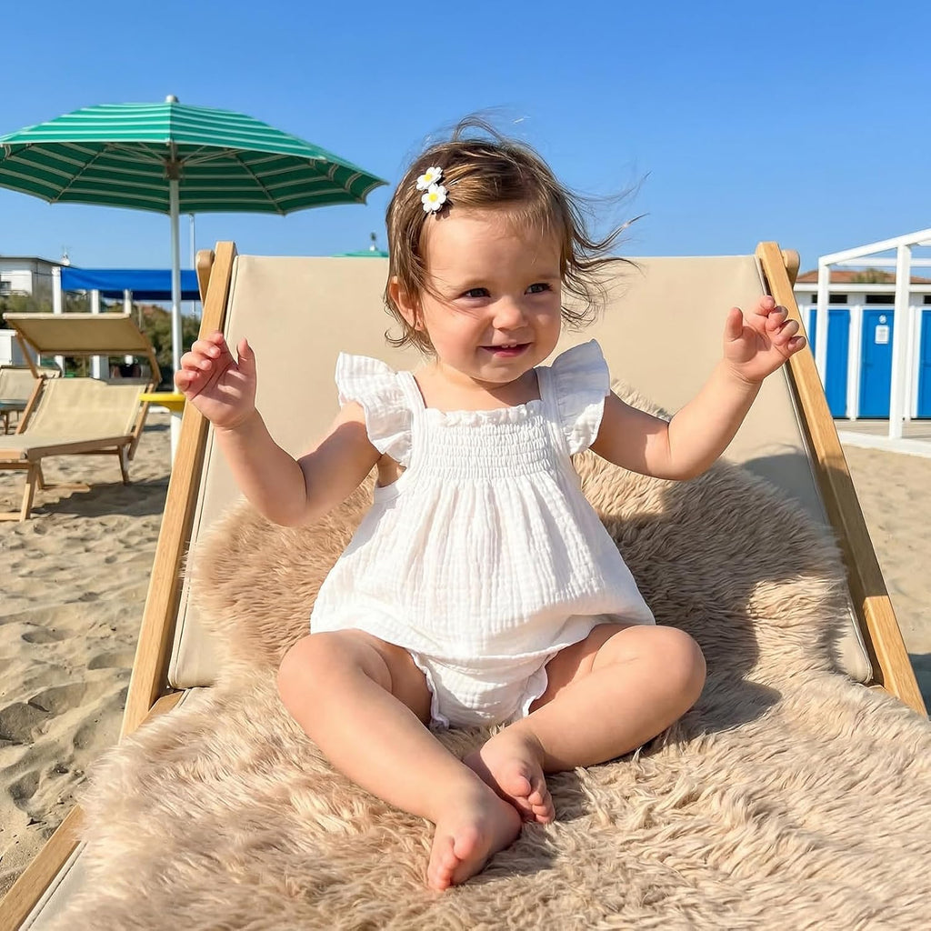 Baby Girl Summer Clothes Cute Basic Plain Cotton Linen Ruffle Tops Dress Shorts Outfits Set Shirt Princess Outfit