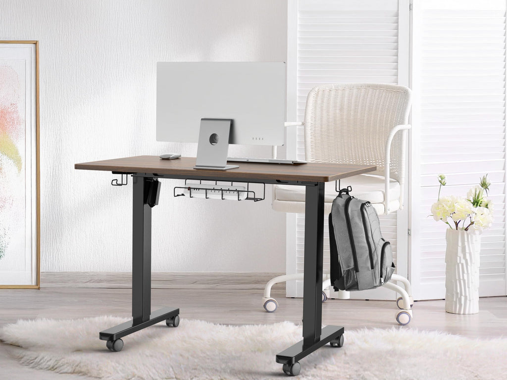 40-Inch Mobile Height Adjustable Standing Desk w/Drawer, Walnut