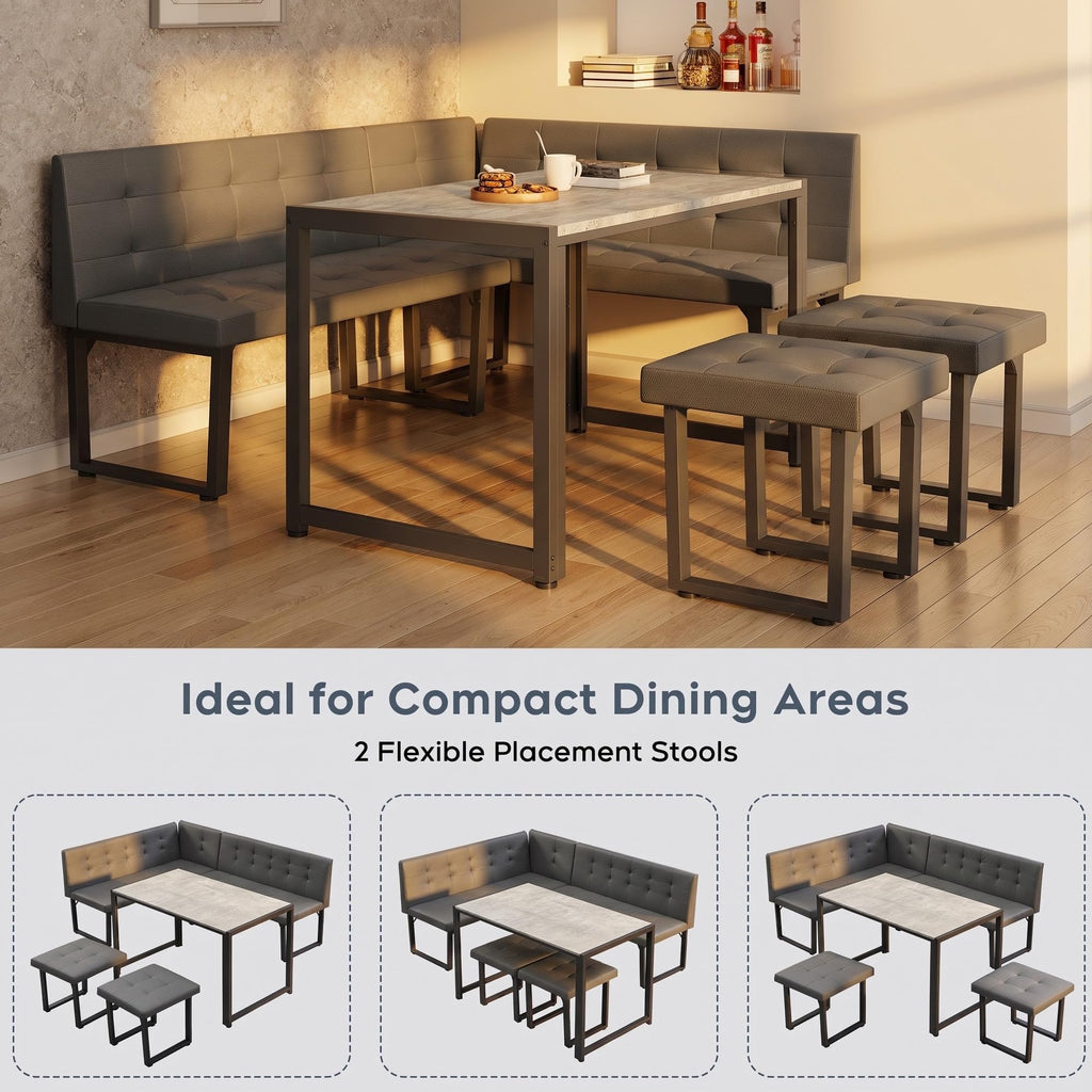 Corner Dining Table Set with Upholstered Banquette