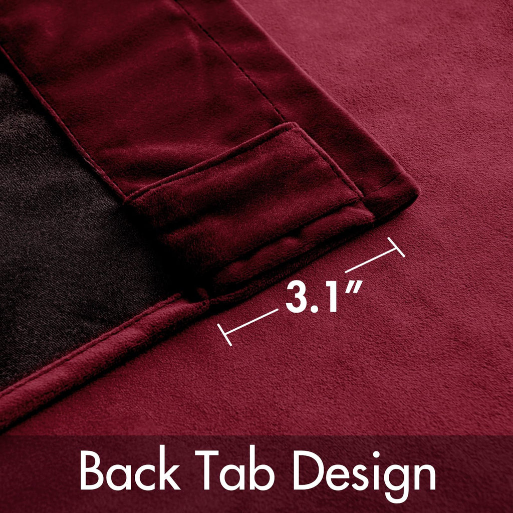 Velvet Curtains 52x84 inches 2 Panels Burgundy Red Blackout Curtains